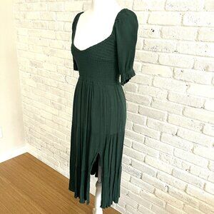 Abercrombie & Fitch Green Midi Puff Sleeve Dress